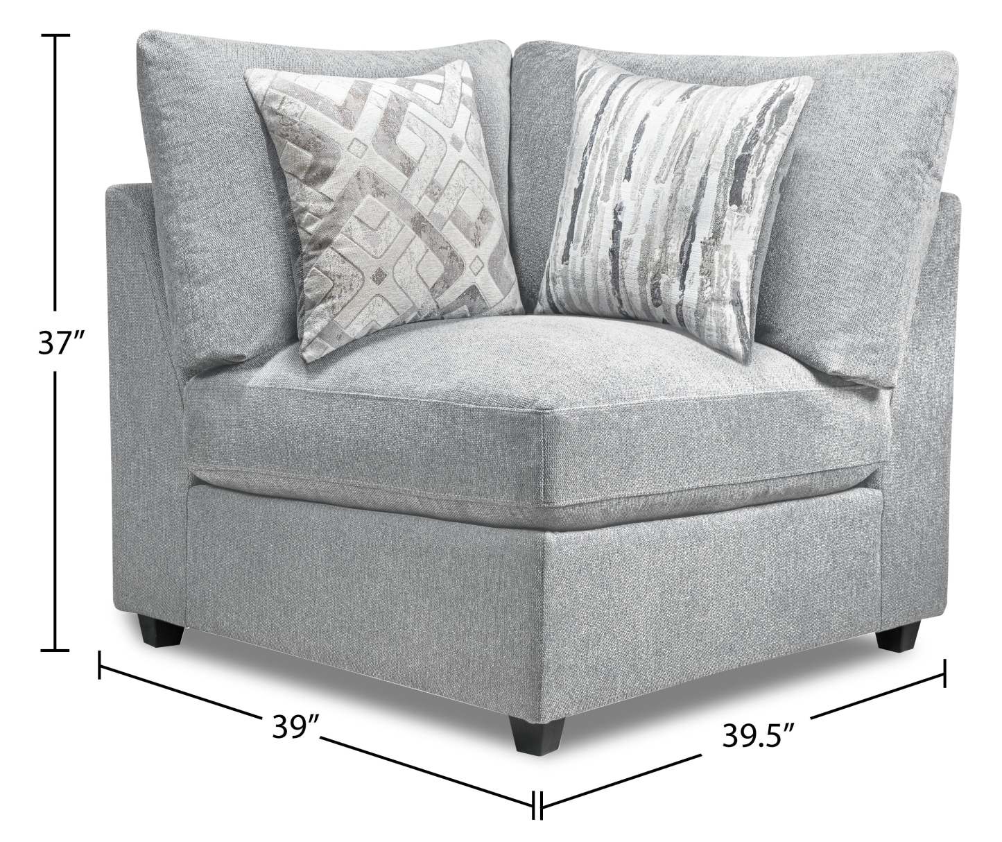 Scott Living Chaise d'angle modulaire 39,5 Evolve en tissu d'apparence lin avec coussins en plumes - Gris | Fauteuil modulable en coin Evolve de Scott Living de 39,5 po en tissu d'apparence lin avec coussins en couette et plumes - gris clair