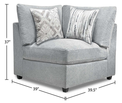 Scott Living Chaise d'angle modulaire 39,5 Evolve en tissu d'apparence lin avec coussins en plumes - Gris | Fauteuil modulable en coin Evolve de Scott Living de 39,5 po en tissu d'apparence lin avec coussins en couette et plumes - gris clair