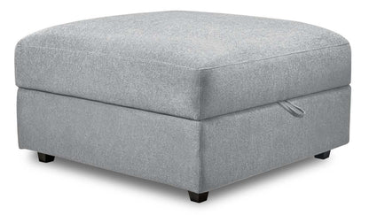 Scott Living Evolve Modular 4-Piece Linen-Look Fabric Sectional with Ottoman and Feather Down Cushions - Grey | Canapé sectionnel modulaire Evolve de Scott Living 4 pièces en tissu d’apparence lin avec pouf et coussins en duvet et plumes - gris