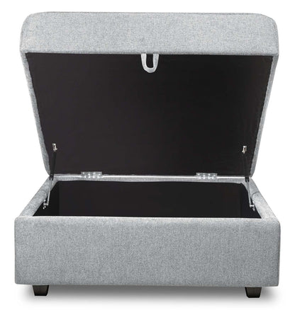 Scott Living Pouf de rangement modulaire Evolve 39,5 en tissu d'apparence lin avec coussin en plumes - Gris | Pouf de rangement modulaire Evolve de Scott Living de 39,5 po en tissu d'apparence lin avec coussin en couette et plumes - gris