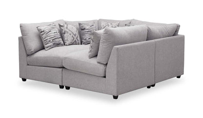 Scott Living Evolve Modular 4-Piece Linen-Look Fabric Pit Sofa Sectional with Feather Down Cushions - Grey | Canapé sectionnel modulaire Evolve de Scott Living 4 pièces en tissu d'apparence lin avec coussins en duvet et plumes - gris