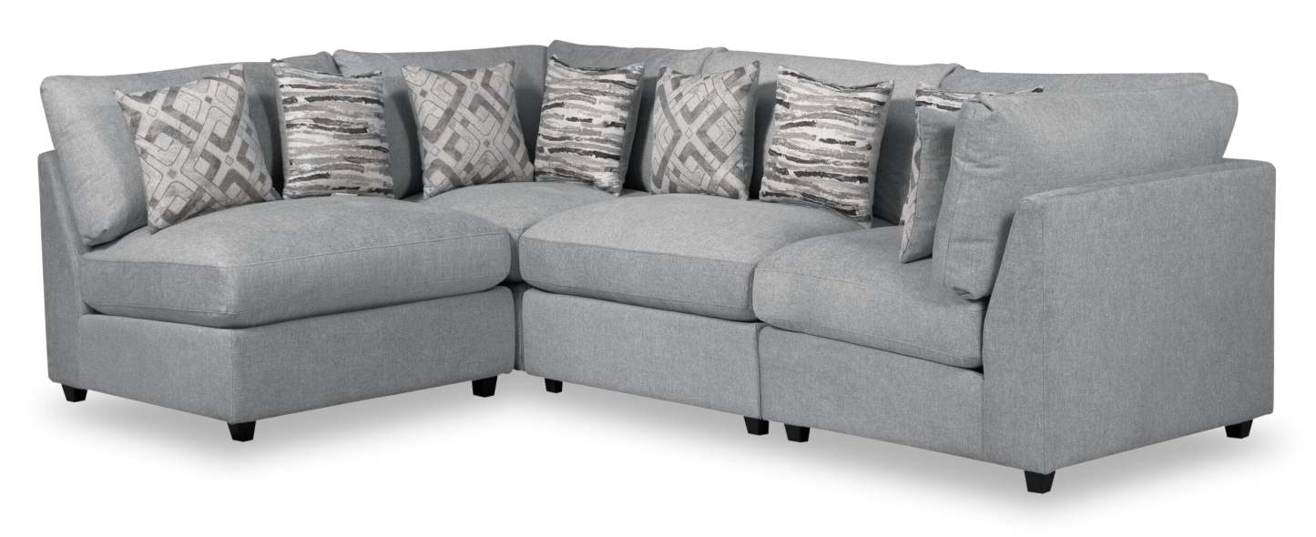 Scott Living Evolve Modular 4-Piece Linen-Look Fabric Pit Sofa Sectional with Feather Down Cushions - Grey | Canapé sectionnel modulaire Evolve de Scott Living 4 pièces en tissu d'apparence lin avec coussins en duvet et plumes - gris