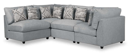 Scott Living Evolve Modular 4-Piece Linen-Look Fabric Pit Sofa Sectional with Feather Down Cushions - Grey | Canapé sectionnel modulaire Evolve de Scott Living 4 pièces en tissu d'apparence lin avec coussins en duvet et plumes - gris