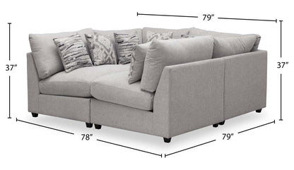 Scott Living Evolve Modular 4-Piece Linen-Look Fabric Pit Sofa Sectional with Feather Down Cushions - Grey | Canapé sectionnel modulaire Evolve de Scott Living 4 pièces en tissu d'apparence lin avec coussins en duvet et plumes - gris