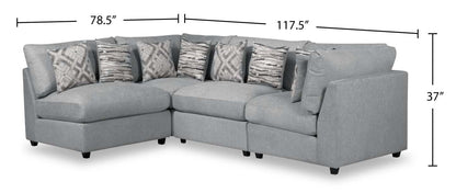 Scott Living Evolve Modular 4-Piece Linen-Look Fabric Pit Sofa Sectional with Feather Down Cushions - Grey | Canapé sectionnel modulaire Evolve de Scott Living 4 pièces en tissu d'apparence lin avec coussins en duvet et plumes - gris