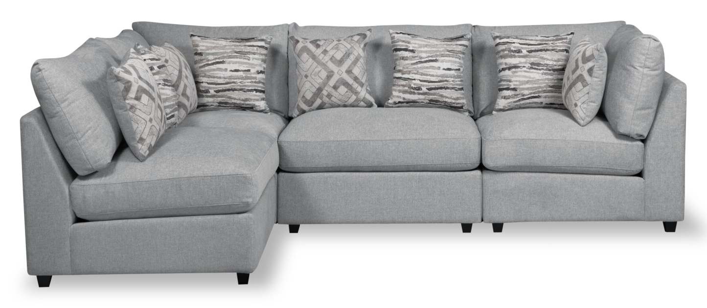Scott Living Evolve Modular 4-Piece Linen-Look Fabric Pit Sofa Sectional with Feather Down Cushions - Grey | Canapé sectionnel modulaire Evolve de Scott Living 4 pièces en tissu d'apparence lin avec coussins en duvet et plumes - gris