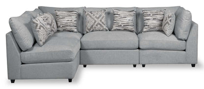 Scott Living Evolve Modular 4-Piece Linen-Look Fabric Pit Sofa Sectional with Feather Down Cushions - Grey | Canapé sectionnel modulaire Evolve de Scott Living 4 pièces en tissu d'apparence lin avec coussins en duvet et plumes - gris