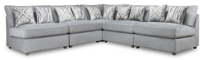 Scott Living Evolve Modular 5-Piece Linen-Look Fabric Armless Sectional with Feather Down Cushions - Grey | Canapé sectionnel sans accoudoirs modulaire Evolve de Scott Living 5 pièces en tissu d'apparence lin avec coussins en duvet et plumes - gris