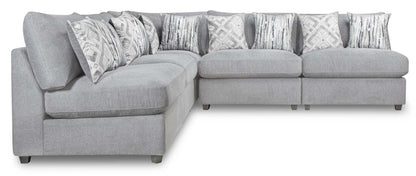 Scott Living Evolve Modular 5-Piece Linen-Look Fabric Armless Sectional with Feather Down Cushions - Grey | Canapé sectionnel sans accoudoirs modulaire Evolve de Scott Living 5 pièces en tissu d'apparence lin avec coussins en duvet et plumes - gris
