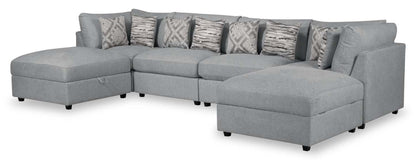 Scott Living Evolve Modular 6-Piece Linen-Look Fabric Sectional with Feather Down Cushions - Grey | Canapé sectionnel modulaire Evolve de Scott Living 6 pièces en tissu d'apparence lin avec coussins en duvet et plumes - gris