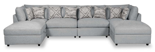 Scott Living Evolve Modular 6-Piece Linen-Look Fabric Sectional with Feather Down Cushions - Grey | Canapé sectionnel modulaire Evolve de Scott Living 6 pièces en tissu d'apparence lin avec coussins en duvet et plumes - gris