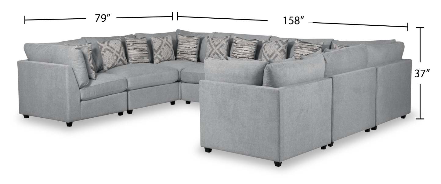Scott Living Evolve Modular 8-Piece Linen-Look Fabric Sectional with Feather Down Cushions - Grey | Canapé sectionnel modulaire Evolve de Scott Living 8 pièces en tissu d’apparence lin avec coussins en duvet et plumes - gris