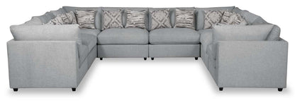Scott Living Evolve Modular 8-Piece Linen-Look Fabric Sectional with Feather Down Cushions - Grey | Canapé sectionnel modulaire Evolve de Scott Living 8 pièces en tissu d’apparence lin avec coussins en duvet et plumes - gris