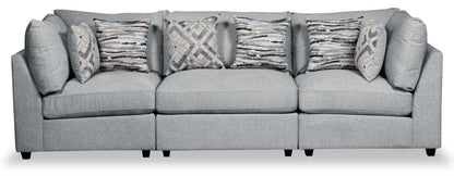 Sofa modulaire Evolve de Scott Living de 118,5 po en tissu d’apparence lin avec coussins amovibles en duvet et plumes - gris