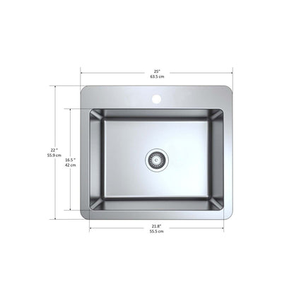 Ancona Valencia Series 25 Compact Dual Mount Kitchen Sink - AN-3340|Évier de cuisine compact sous plan ou en surface Ancona de série Valencia de 25 po - AN-3340|D77GI08B