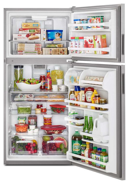 Réfrigérateur Maytag de 30 po et 18 pi³ à congélateur supérieur - acier inoxydable résistant aux empreintes digitales - MRT118FFFZ | Maytag 30 18 Cu. Ft. Top-Mount Refrigerator - Fingerprint Resistant Stainless Steel - MRT118FFFZ