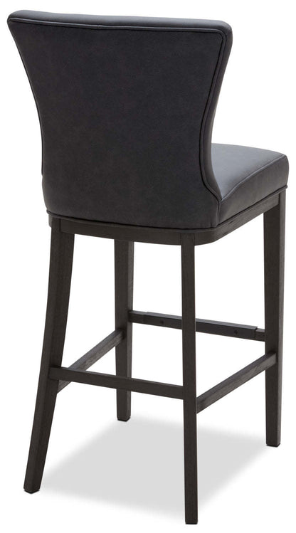Quinn Barstool with Vegan Leather Fabric - Grey | Tabouret bar Quinn en tissu de cuir végétalien - gris