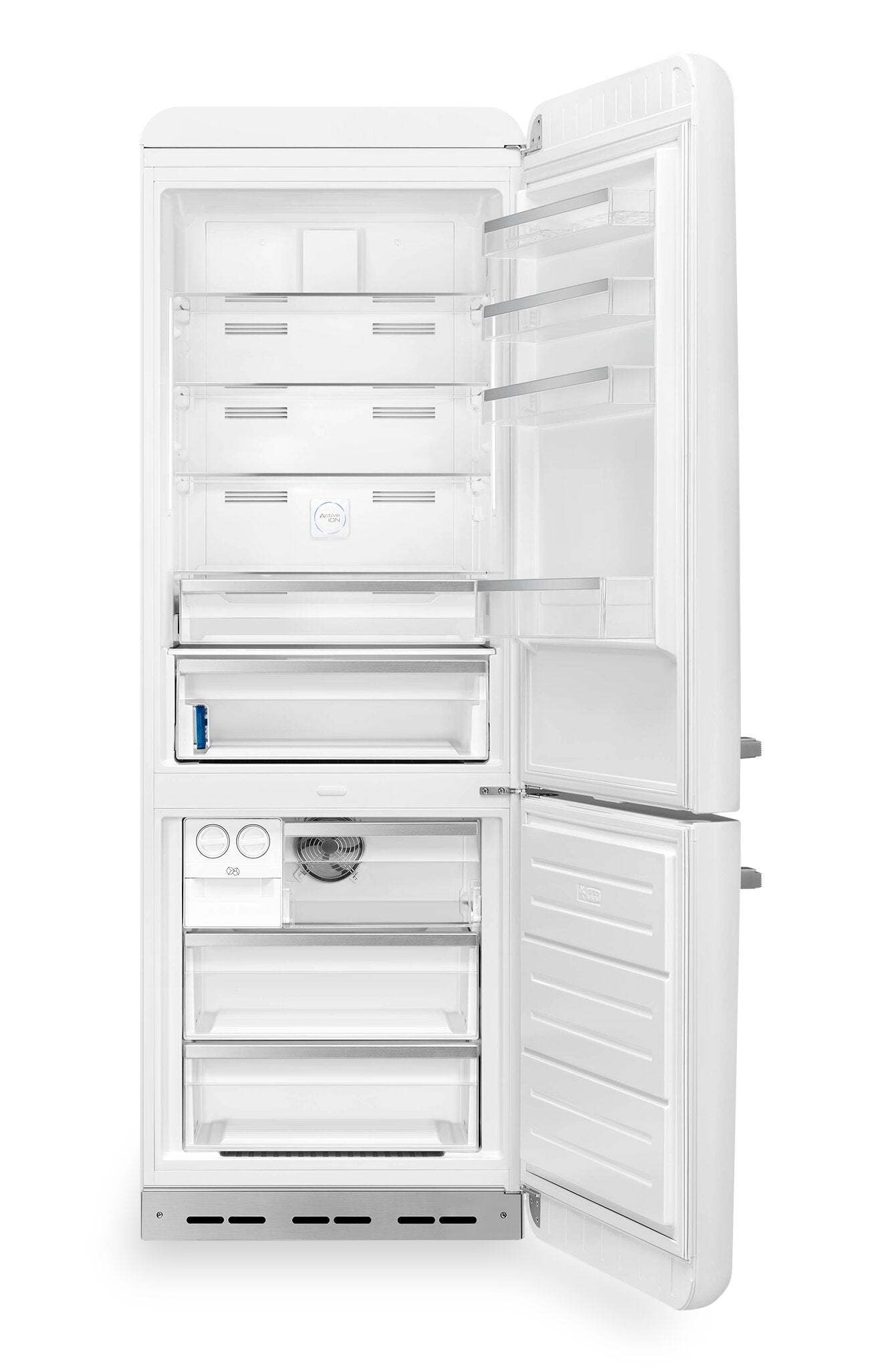 Smeg 18 Cu. Ft. Retro Bottom-Freezer Refrigerator - FAB38URWH|Réfrigérateur Smeg rétro de 18 pi3 à congélateur inférieur - FAB38URWH