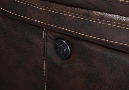 Fauteuil à inclinaison électrique Leo de 41 po en tissu d’apparence cuir - brun noyer