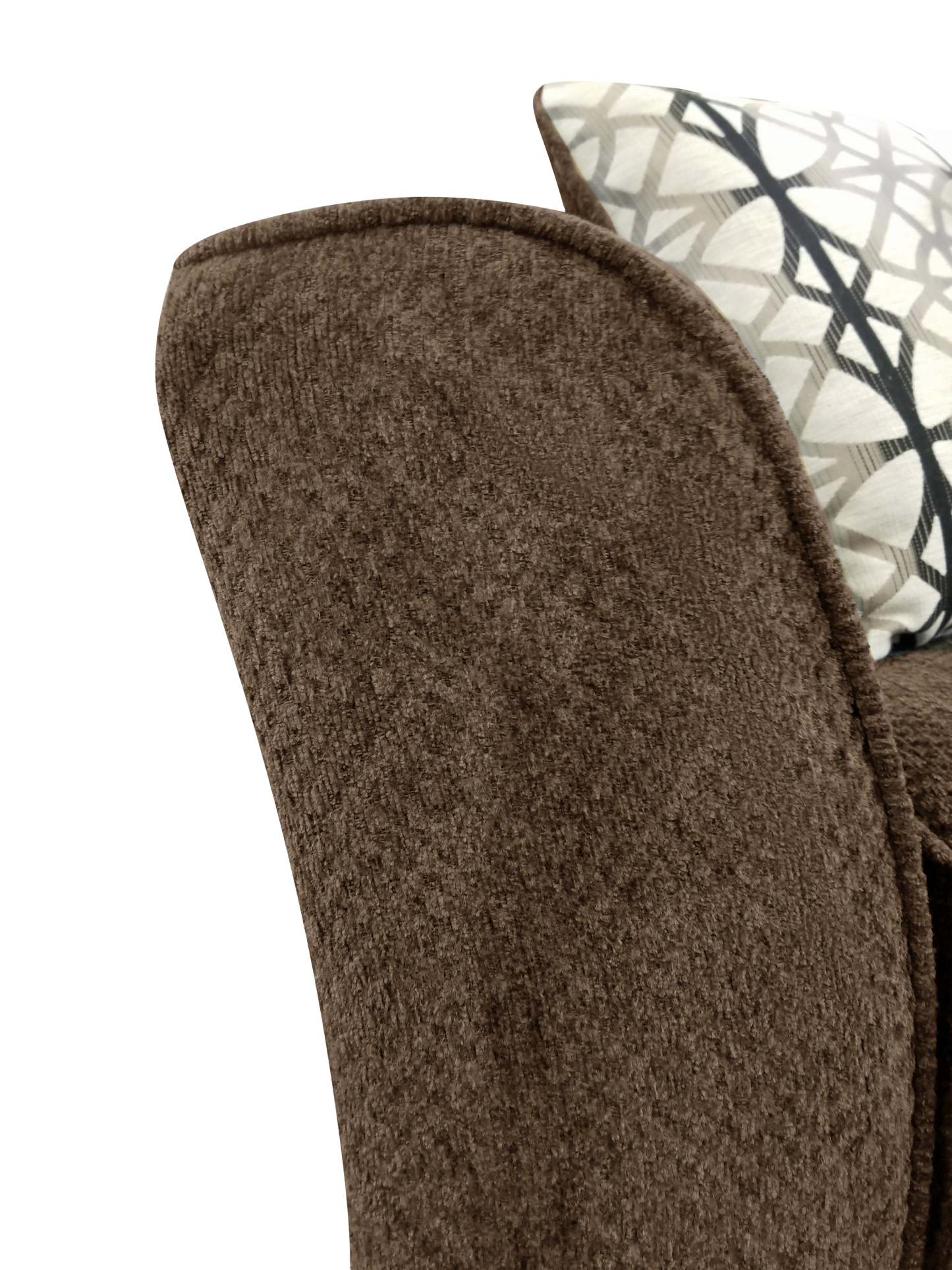 Fauteuil Febe de 43 po de format condo fabriqué au Canada en tissu de chenille avec accoudoirs évasés et pattes en bois - brun