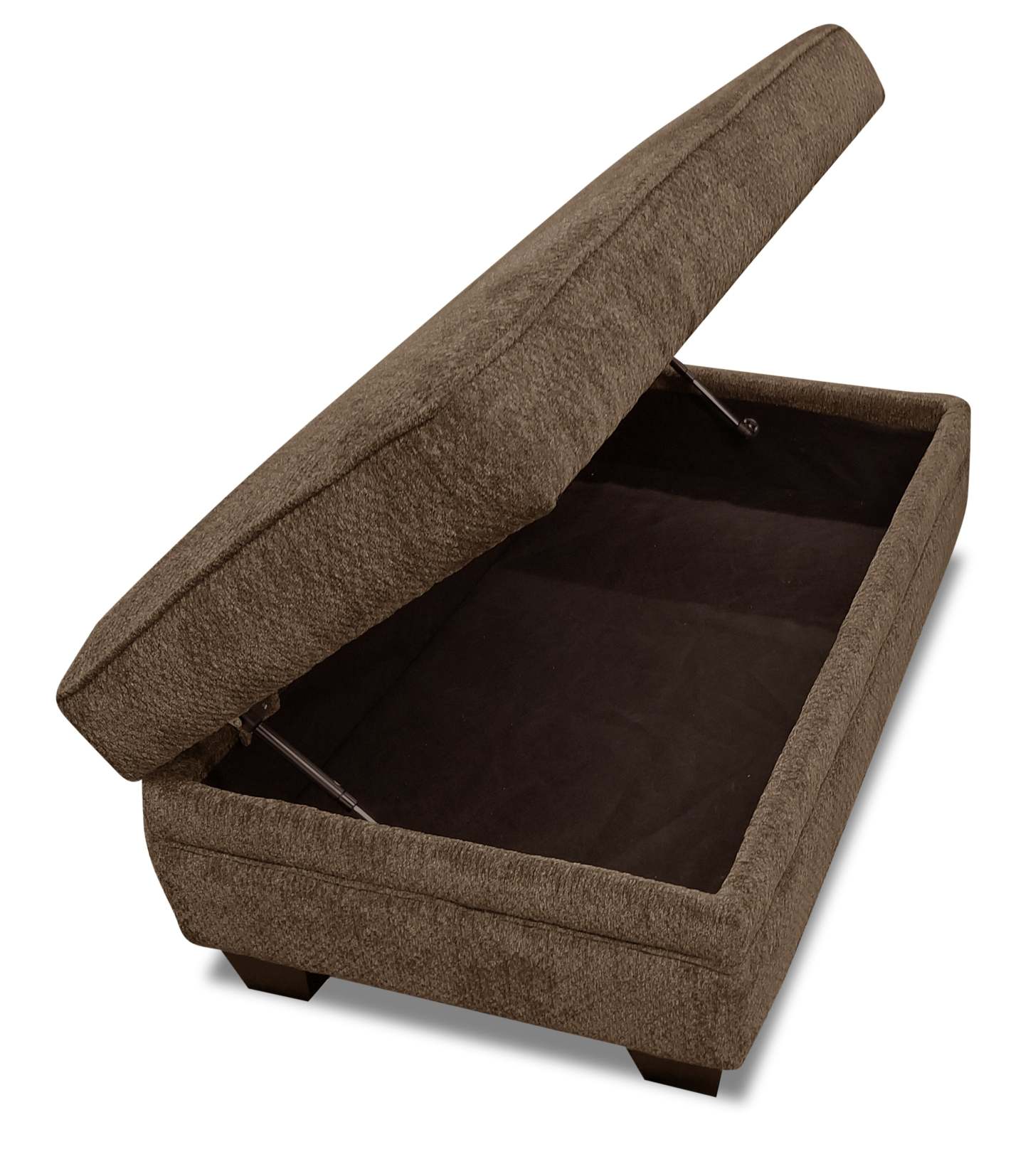Fabriqué au Canada Febe 26 Pouf de rangement en tissu chenille avec pieds en bois - Marron | Pouf de rangement Febe de 26 po fabriqué au Canada en tissu de chenille avec pattes en bois - brun