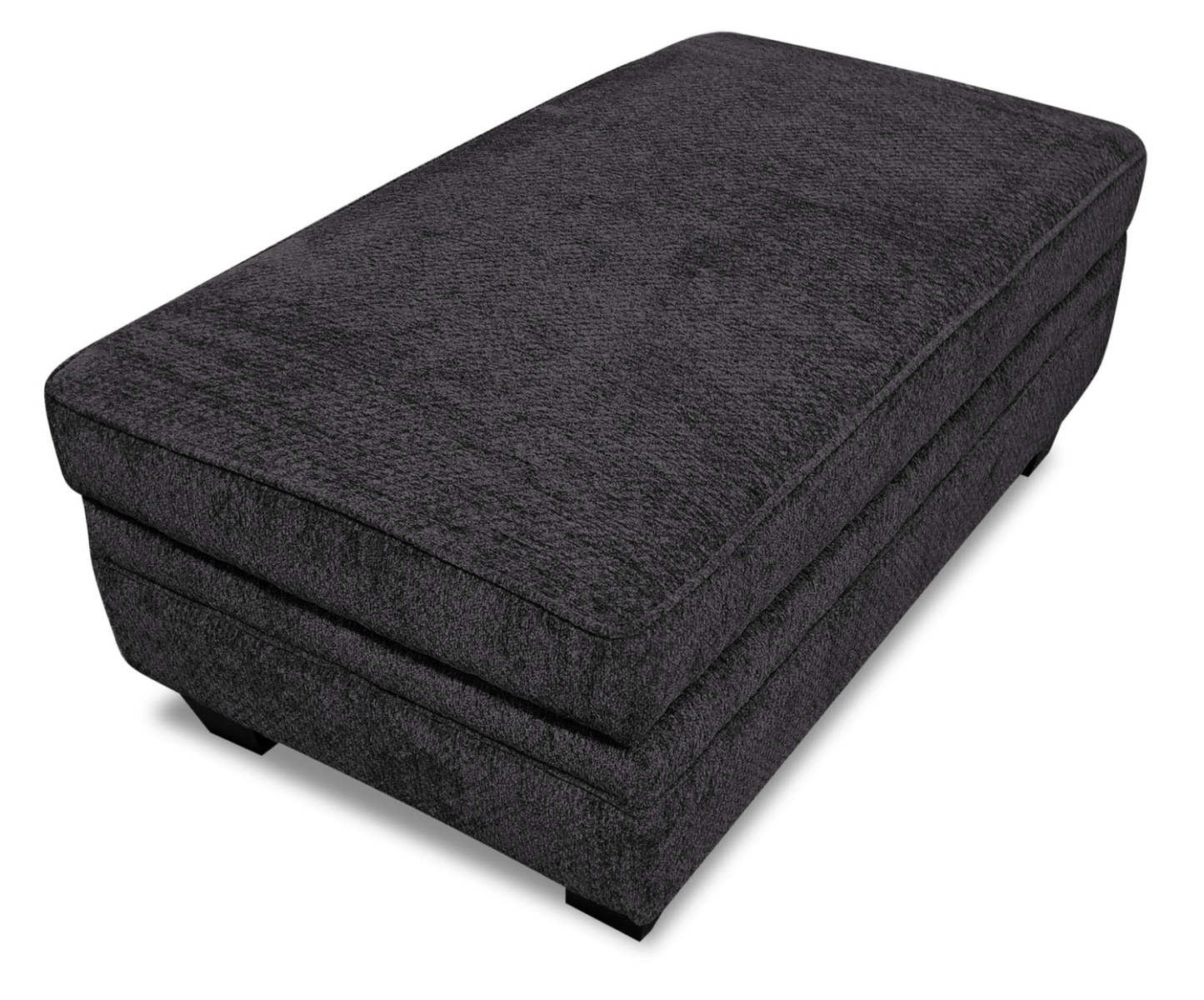 Fabriqué au Canada Febe 26 Pouf de rangement en tissu chenille avec pieds en bois - Gris anthracite | Pouf de rangement Febe de 26 po fabriqué au Canada en tissu de chenille avec pattes en bois - gris anthracite