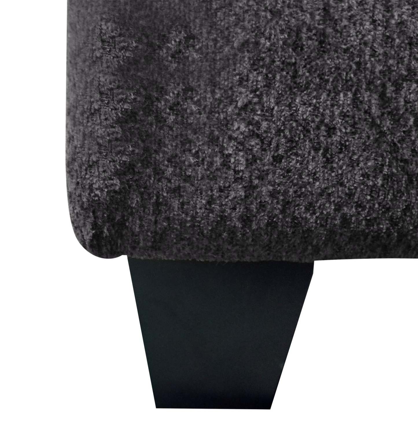 Fabriqué au Canada Febe 26 Pouf de rangement en tissu chenille avec pieds en bois - Gris anthracite | Pouf de rangement Febe de 26 po fabriqué au Canada en tissu de chenille avec pattes en bois - gris anthracite
