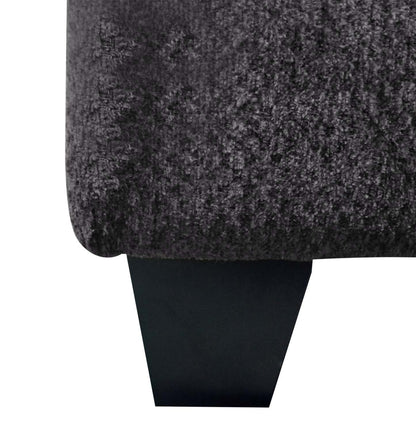Fabriqué au Canada Febe 26 Pouf de rangement en tissu chenille avec pieds en bois - Gris anthracite | Pouf de rangement Febe de 26 po fabriqué au Canada en tissu de chenille avec pattes en bois - gris anthracite