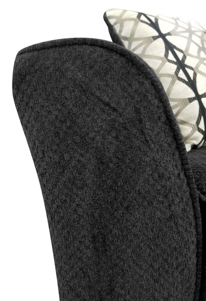 Fabriqué au Canada, canapé-lit Queen-Size Febe 100 en tissu de chenille avec accoudoirs évasés - gris anthracite | Grand sofa-lit Febe de 100 po fabriqué au Canada en tissu de chenille avec accoudoirs évasés - gris anthracite