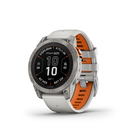 Garmin Fenix® 7 Pro Montre Gps Intelligente - Suivi De La Santé Avec Chargement Solaire, 47 Mm - Titane/orange