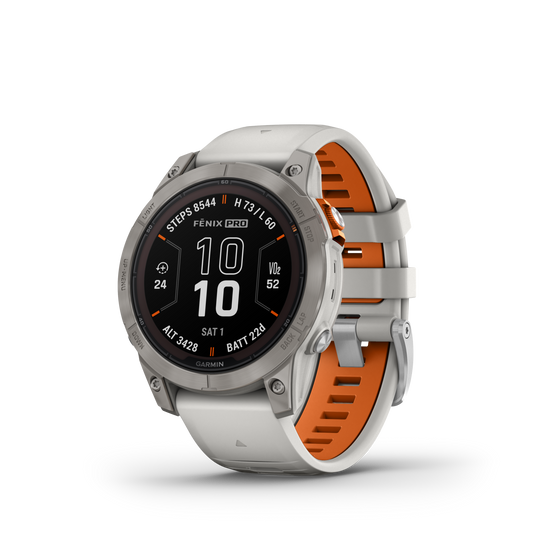 Garmin Fenix® 7 Pro Montre Gps Intelligente - Suivi De La Santé Avec Chargement Solaire, 47 Mm - Titane/orange