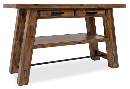 Galeveston 50 Rustic Sofa Table with Storage and Shelf - Brown Woodgrain Wood|Table de salon rustique Galeveston de 50 po avec rangement et tablette - bois à grain de bois brun