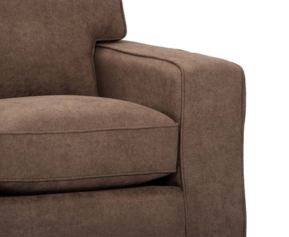 Fauteuil Fiona de 36,5 po fabriqué au Canada en tissu de chenille avec accoudoirs rectilignes - brun moka
