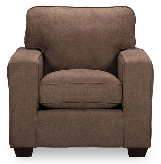 Fauteuil Fiona de 36,5 po fabriqué au Canada en tissu de chenille avec accoudoirs rectilignes - brun moka