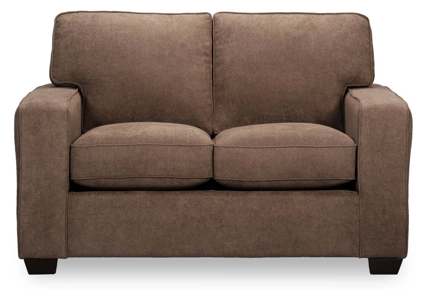 Made in Canada Fiona 58 Chenille Fabric Loveseat with Track Arms - Mocha Brown | Causeuse Fiona de 58 po fabriquée au Canada en tissu de chenille avec accoudoirs rectilignes - brun moka