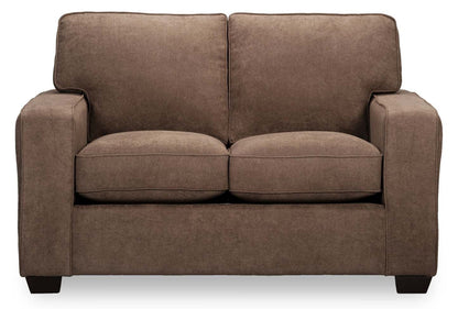 Made in Canada Fiona 58 Chenille Fabric Loveseat with Track Arms - Mocha Brown | Causeuse Fiona de 58 po fabriquée au Canada en tissu de chenille avec accoudoirs rectilignes - brun moka