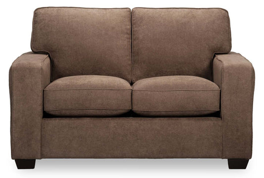 Made in Canada Fiona 58 Chenille Fabric Loveseat with Track Arms - Mocha Brown | Causeuse Fiona de 58 po fabriquée au Canada en tissu de chenille avec accoudoirs rectilignes - brun moka