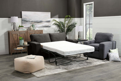 Fabriqué au Canada, canapé-lit double Fiona de 74 po en tissu de chenille avec accoudoirs rectilignes - gris