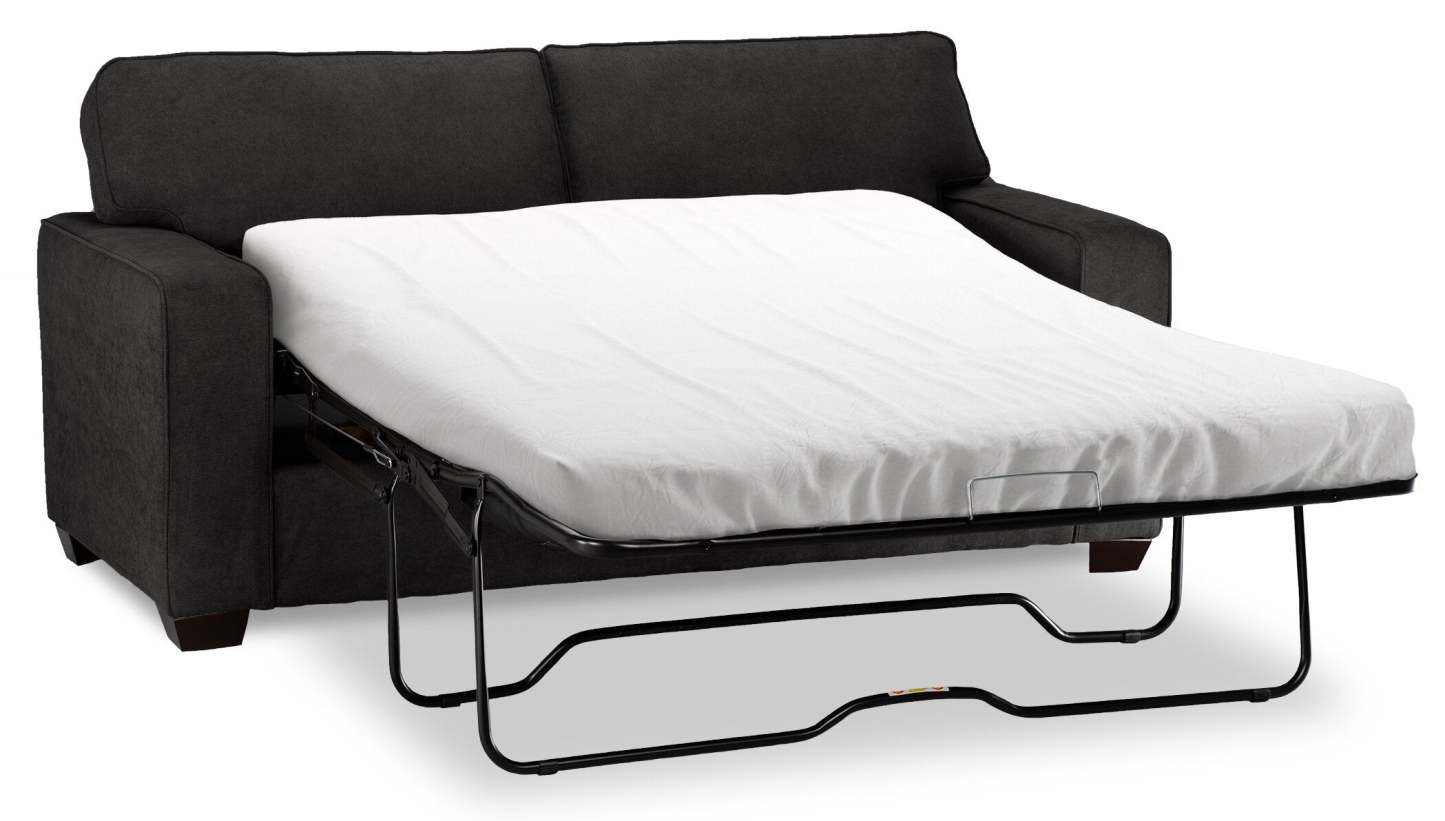 Fait au Canada, canapé-lit simple Fiona de 58 po en tissu de chenille de taille twin avec accoudoirs rectilignes - gris