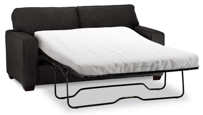 Fait au Canada, canapé-lit simple Fiona de 58 po en tissu de chenille de taille twin avec accoudoirs rectilignes - gris