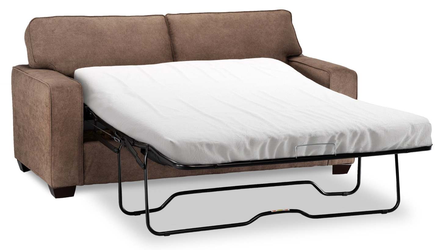 Fabriqué au Canada, canapé-lit simple Fiona de 58 po en tissu de chenille avec accoudoirs rectilignes - brun moka