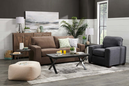 Fabriqué au Canada, canapé-lit double Fiona de 74 po en tissu de chenille avec accoudoirs rectilignes - brun moka