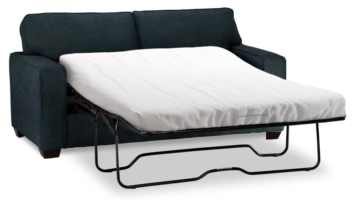 Fabriqué au Canada, canapé-lit simple Fiona de 58 po en tissu de chenille avec accoudoirs rectilignes - bleu marine