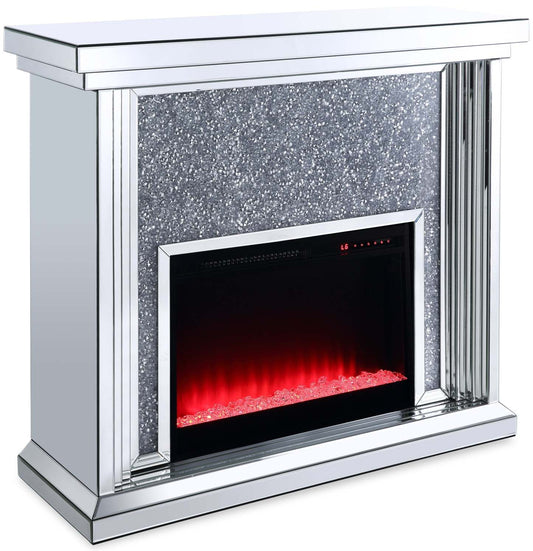 Flint 47.4 Glam Electric Fireplace - Silver and Glass|Foyer électrique somptueux Flint de 47,4 po - argenté et verre