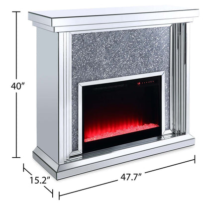 Flint 47.4 Glam Electric Fireplace - Silver and Glass|Foyer électrique somptueux Flint de 47,4 po - argenté et verre