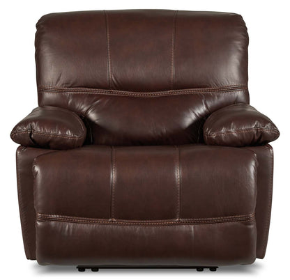 Fauteuil à inclinaison électrique Franco de 42,5 po en cuir véritable avec position zéro gravité et port USB - brun