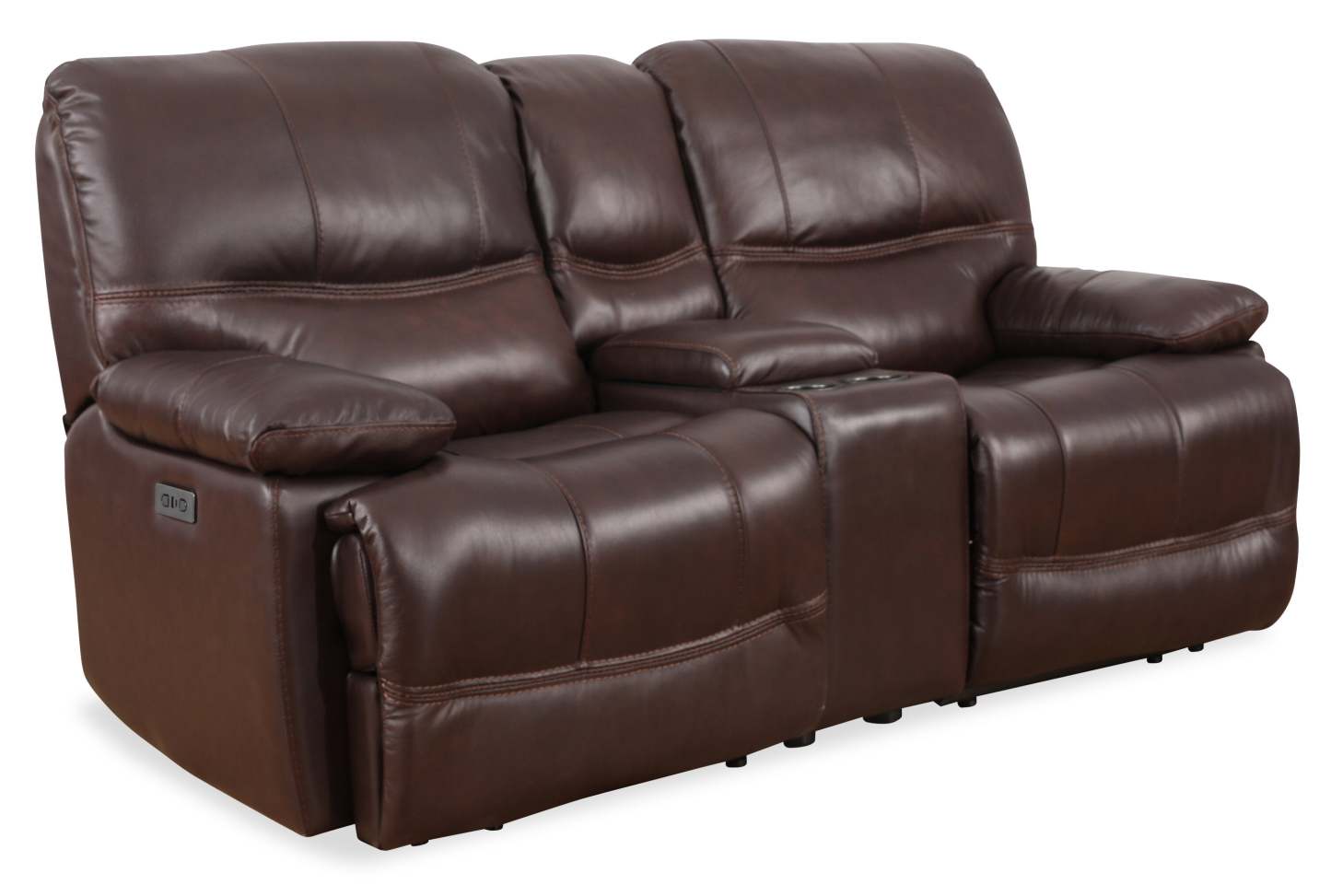 Franco 79 Genuine Leather Zero Gravity Power Reclining Loveseat with Storage Console and USB Ports - Brown | Causeuse à inclinaison électrique Franco de 79 po en cuir véritable avec position zéro gravité, console de rangement et ports USB - brune