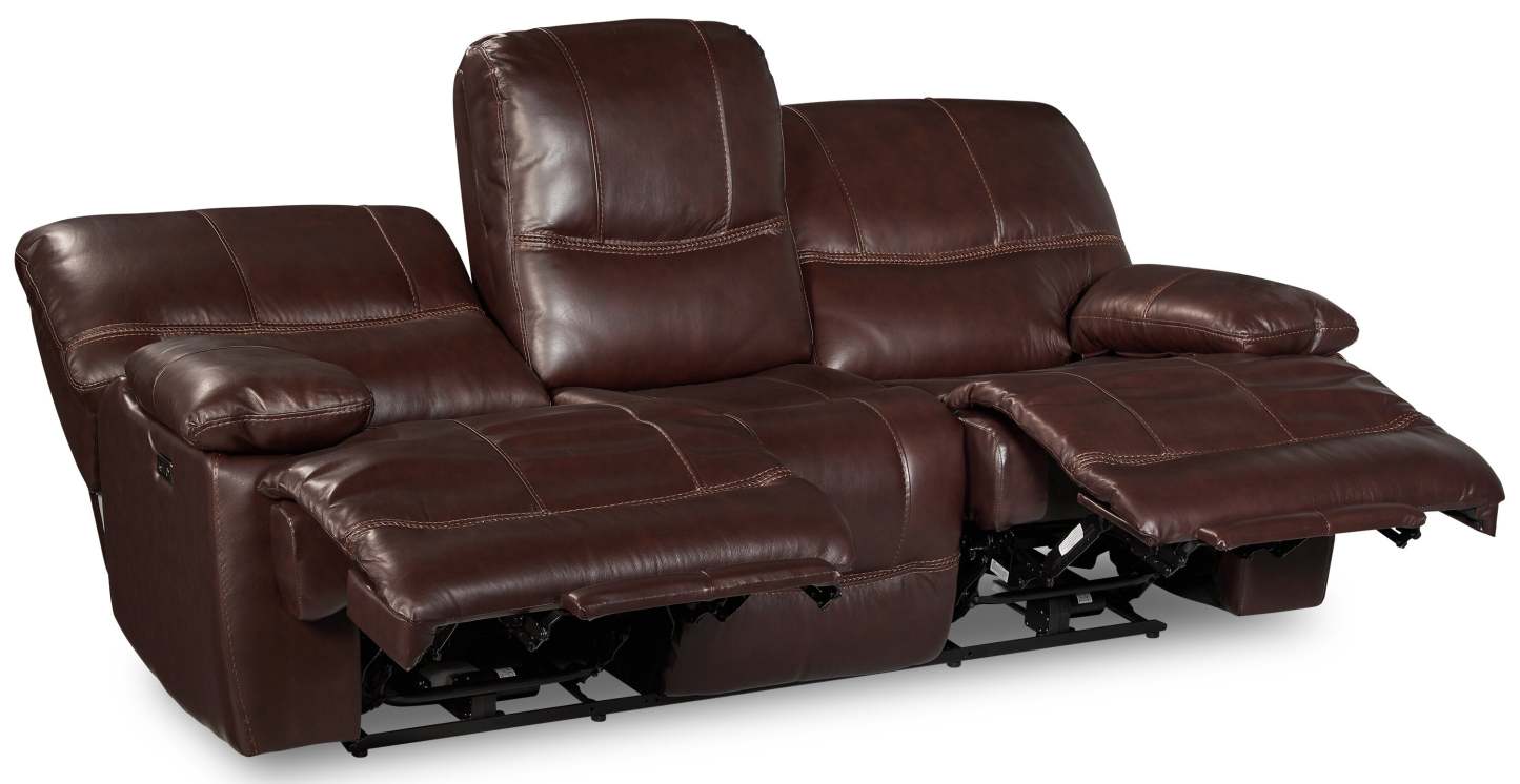 Franco 89 Genuine Leather Zero Gravity Power Reclining Sofa with USB Ports - Brown | Sofa à inclinaison électrique Franco de 89 po en cuir véritable avec position zéro gravité et ports USB - brun