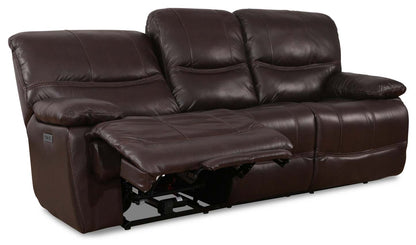Franco 89 Genuine Leather Zero Gravity Power Reclining Sofa with USB Ports - Brown | Sofa à inclinaison électrique Franco de 89 po en cuir véritable avec position zéro gravité et ports USB - brun