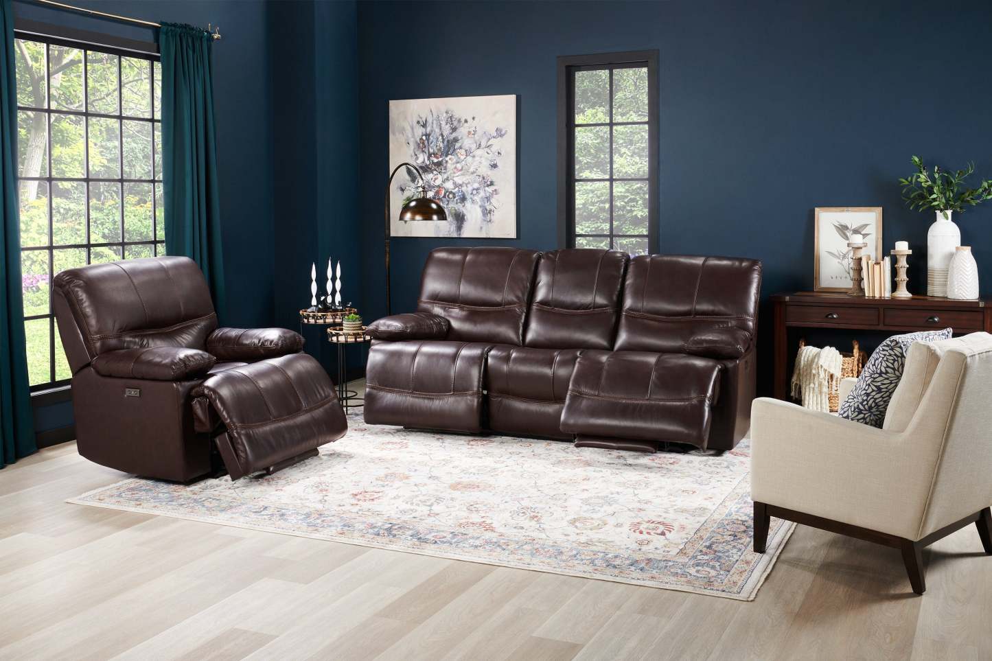 Fauteuil à inclinaison électrique Franco de 42,5 po en cuir véritable avec position zéro gravité et port USB - brun